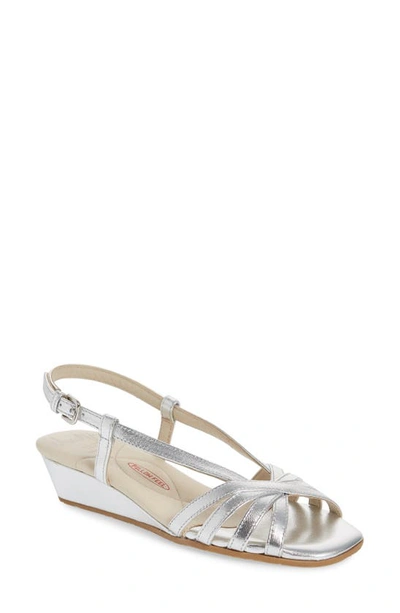 Shop Amalfi By Rangoni Mark Wedge Sandal In Silver Palis Leather