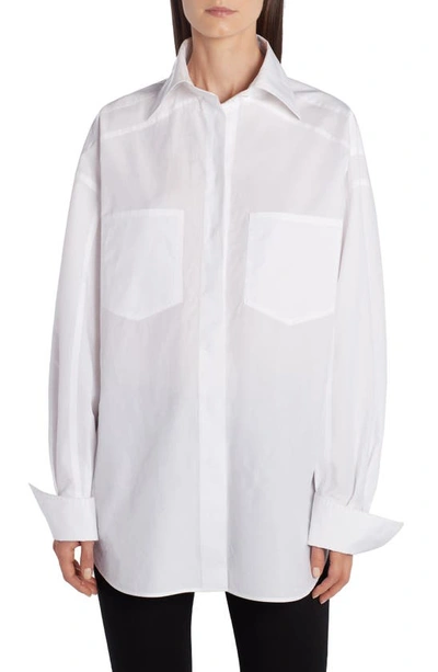 Shop Fendi Cotton Poplin Shirt In F0znm White