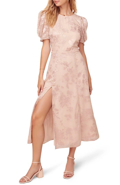 Shop Astr Monach Midi Dress In Blush Floral Jacquard