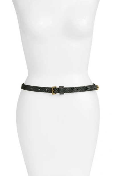 Shop Allsaints Snake Embossed Leather Belt In Black