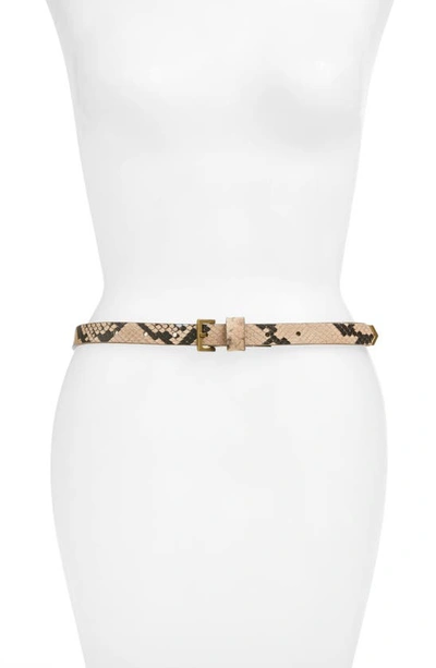 Shop Allsaints Snake Embossed Leather Belt In Nude