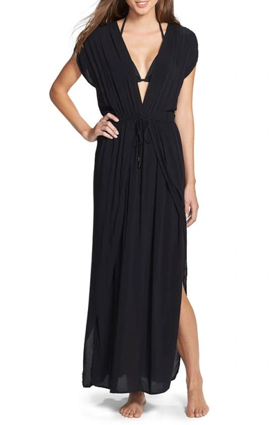 Shop Elan Deep V-neck Cover-up Maxi Dress In Black