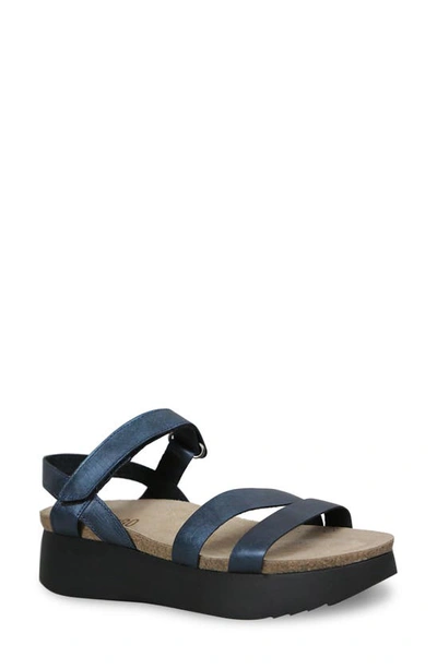 Shop Munro Juniper Sandal In Blue Metallic Leather