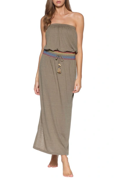 Shop Soluna Sunset Smocked Cover-up Maxi Dress In Earth