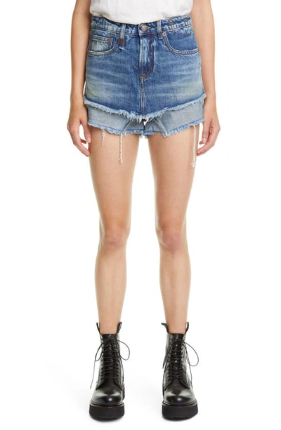 Shop R13 Double Layer Cutoff Denim Shorts In Jasper