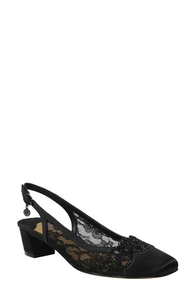 Shop J. Reneé Faleece Crystal Embellished Slingback Pump In Black Fabric