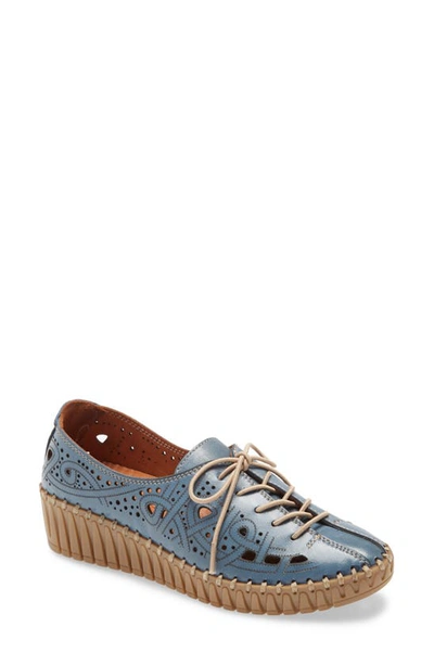 Shop Sheridan Mia Kylie Lace-up Flat In Denim Leather