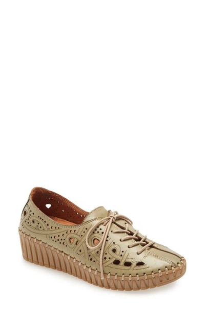 Shop Sheridan Mia Kylie Lace-up Flat In Khaki Leather