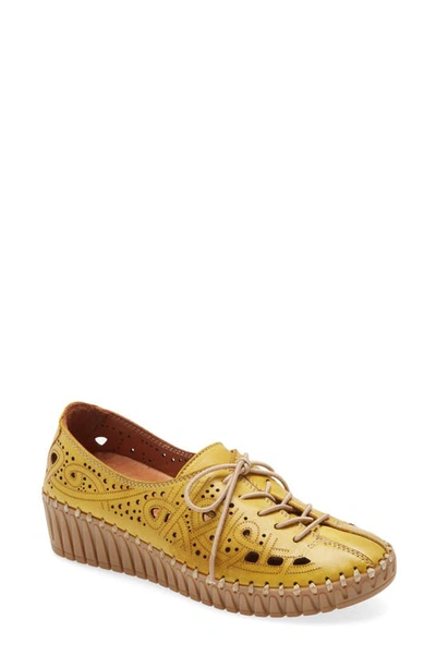 Shop Sheridan Mia Kylie Lace-up Flat In Mustard Leather