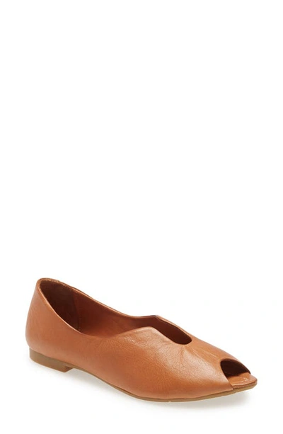 Shop Sheridan Mia Ronnie Peep Toe Flat In Taupe Leather