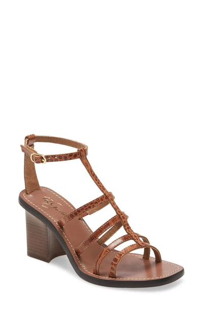 Shop 42 Gold Emilla T-strap Sandal In Cognac Leather