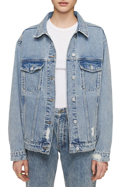 Shop Anine Bing Rory Denim Jacket In Vintage Blue