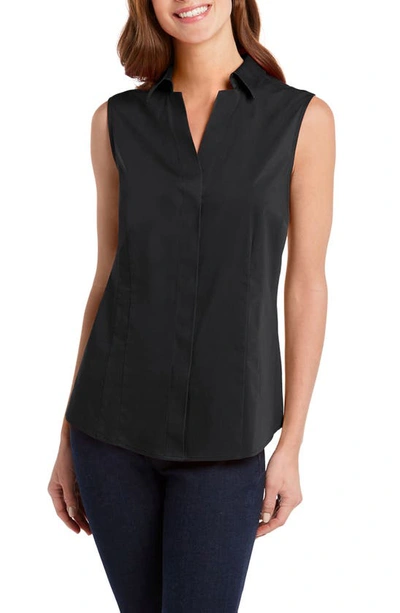 Shop Foxcroft Taylor Non-iron Sleeveless Shirt In Black