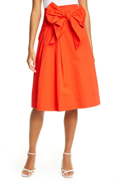 Shop Tory Burch Cotton Wrap Midi Skirt In Red