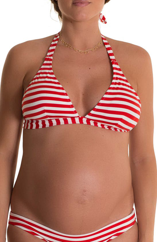 Pez D'or Maternity Isabella Striped Bikini Swim Top In Red/ White | ModeSens