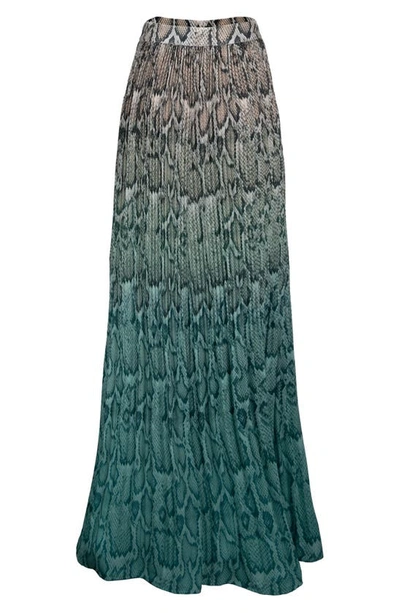 Shop Afrm Rocco Plisse Pleat High Waist Maxi Skirt In Teal Ombre Tie Dye