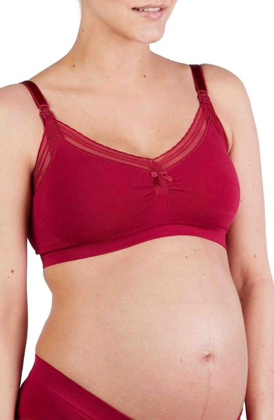 Milk Seamless Wireless Maternity/nursing Bra In Burgundy