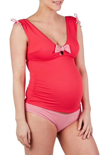 Shop Cache Coeur St. Tropez Maternity Tankini Swimsuit In Red