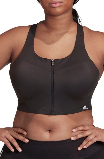 Shop Adidas Originals Ultimate Zip Front Sports Bra In Black