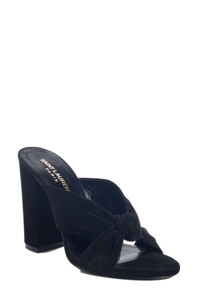 Shop Saint Laurent Loulou Knot Slide Sandal In Black