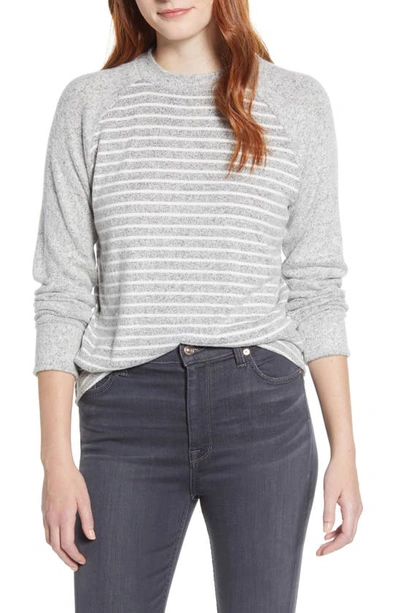 Shop Loveappella Raglan Sleeve Knit Top In Ivory/ H Gray