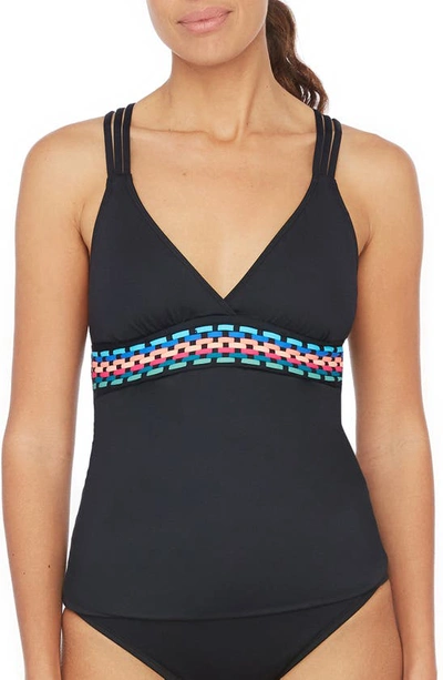 Shop La Blanca Cross Back Tankini Top In Black Moon