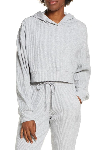 Alo Yoga Muse Rib-knit Hooded Sweatshirt In Ivory