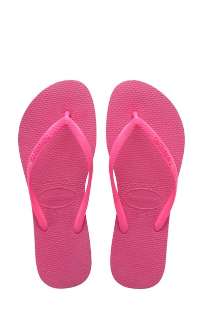 Shop Havaianas Slim Flip Flop In Pink Flux