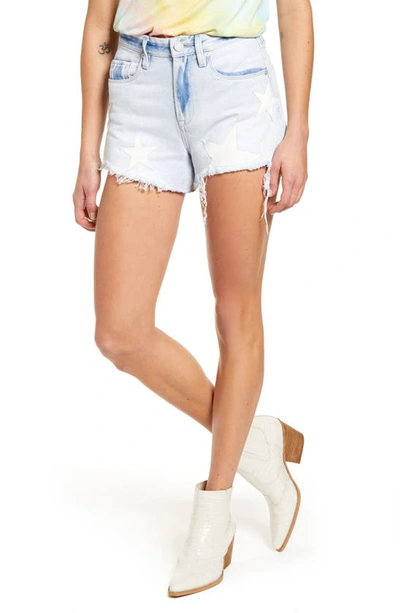 Shop Blanknyc The Barrow Allstar Patch High Waist Denim Shorts In Light Wash