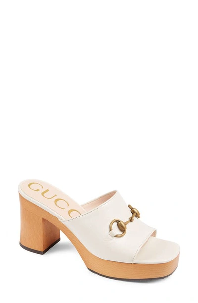 Shop Gucci Houdan Platform Slide Sandal In Mystic White