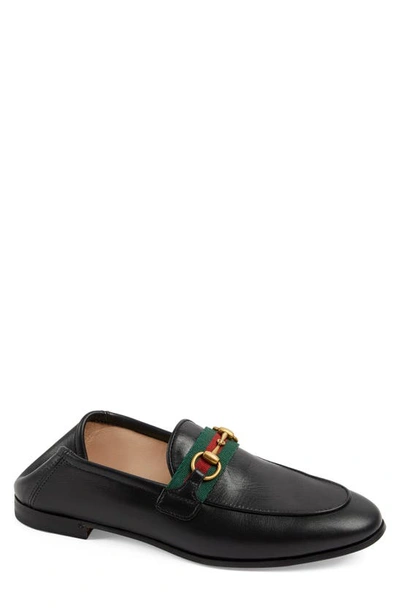 Shop Gucci Brixton Horsebit & Web Convertible Loafer In Black/ Green/ Red
