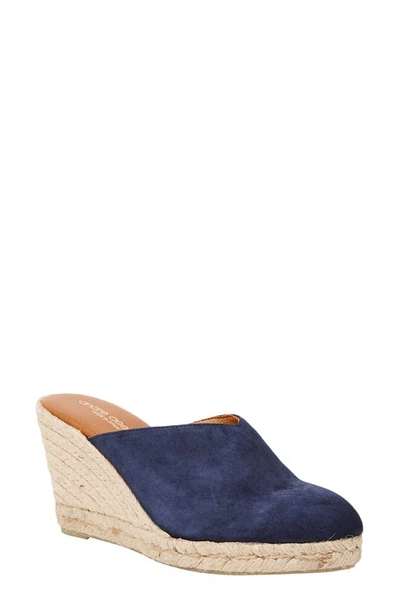 Shop Andre Assous Romy Wedge Mule In Navy Fabric