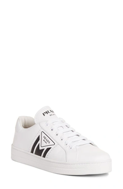 Shop Prada Low Top Court Sneaker In White/ Black