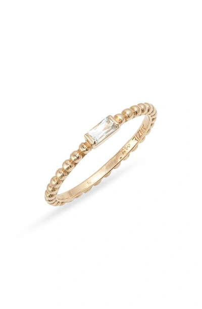 Anzie Dewdrop White Topaz Stacking Ring In Yellow Gold/ White
