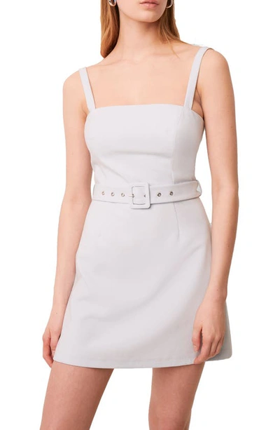 Shop French Connection Belted Straight Neck Dress In Light Dream Blue