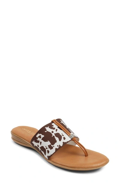 Shop Andre Assous Nice Sandal In Cuero Cow Print Fabric
