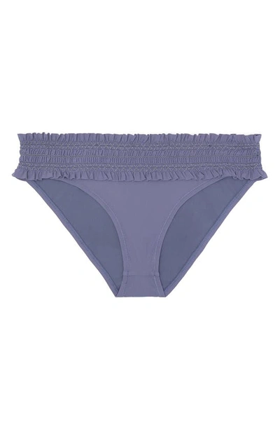 Shop Tory Burch Costa Smocked Hipster Bikini Bottoms In Eclipse/ Eclipse