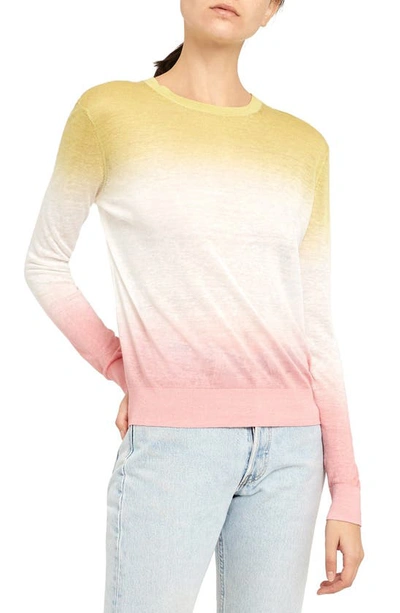 Shop Theory Dual Ombré Linen Blend Sweater In Pink/ Green