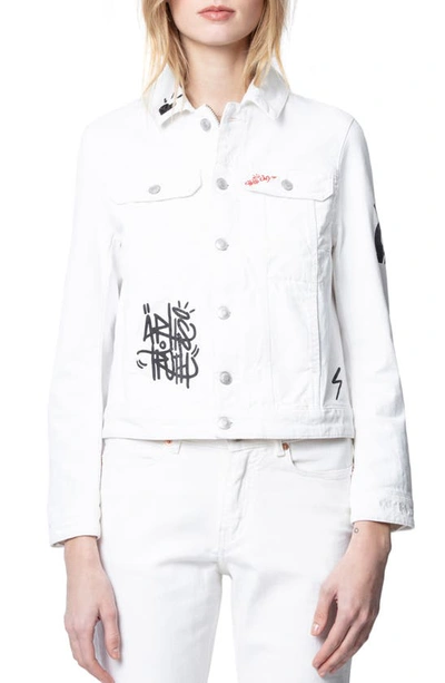 Zadig & Voltaire Kioky Graffiti Print Denim Jacket In Judo