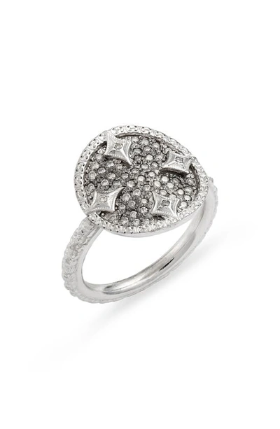 Shop Armenta New World Pavé Disc Ring In Silver