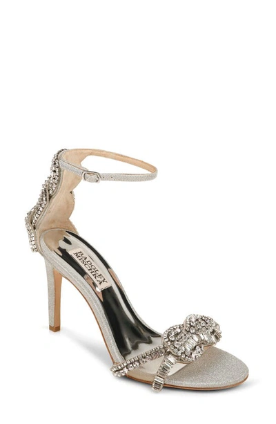 Shop Badgley Mischka Zadie Ankle Strap Sandal In Silver Glitter