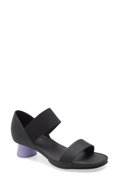 Shop Camper Alright Round Heel Sandal In Black/ Purple Leather