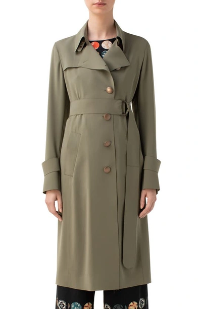 Shop Akris Punto Laser Cut Crepe Trench Coat In Sencha