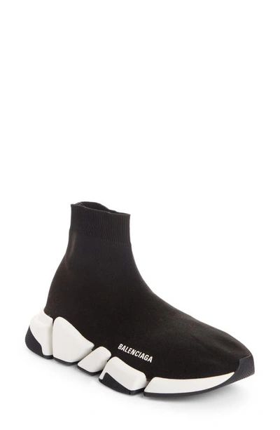Balenciaga Speed 2.0 Logo-print Stretch-knit High-top Sneakers In Black |  ModeSens