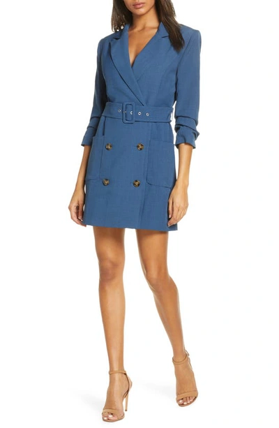 Shop Adelyn Rae Kayle Jacket Dress In Denim Blue