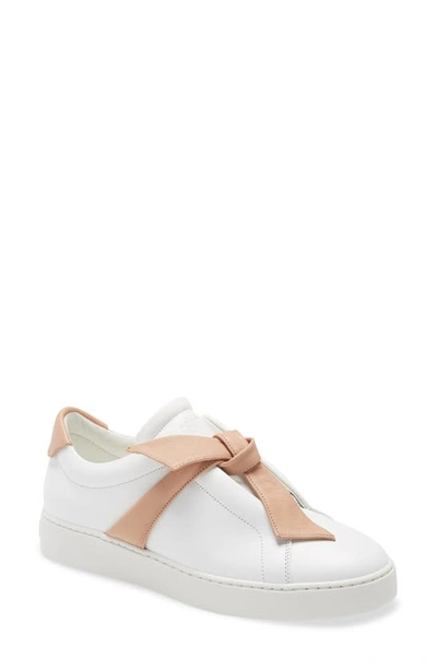 Shop Alexandre Birman Clarita Bow Platform Sneaker In White/ Nude