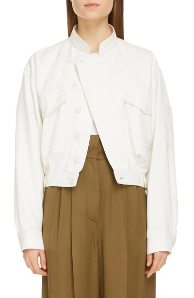 Shop Givenchy Crop Flight Jacket In Ivory