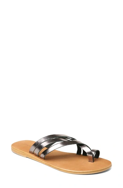 Shop Band Of Gypsies Rose Slide Sandal In Pewter Leather