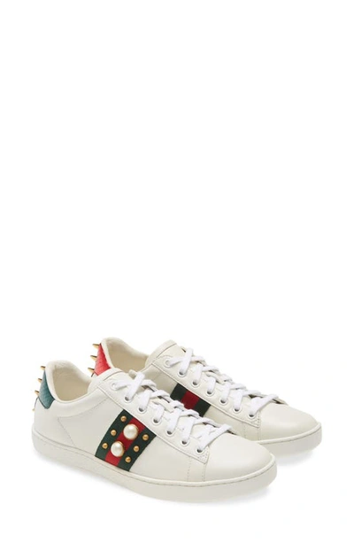 Shop Gucci New Ace Low Top Sneaker In White / White