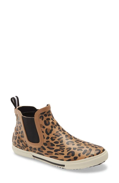 Shop Joules Rainwell Waterproof Chelsea Rain Boot In Tan Leopard